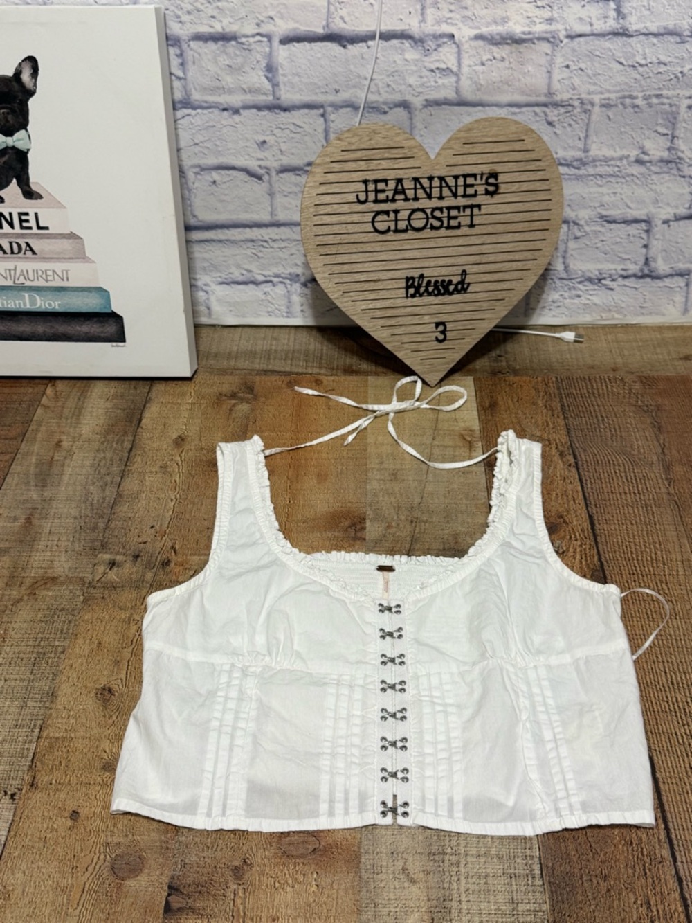 Free People Amelia white Corset Sleeveless Top Size L Cottage Core Romantic Farm - Picture 6 of 13
